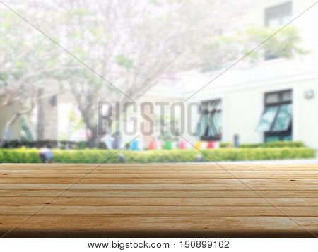 closeup top wood table with Blur Background