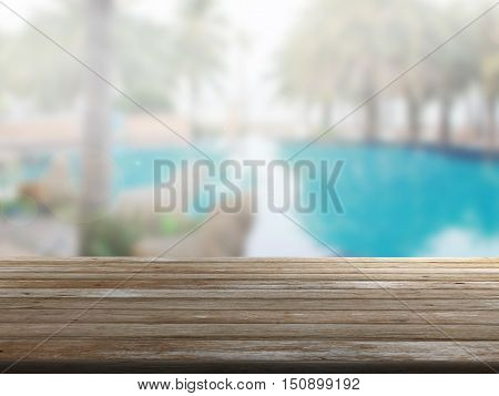 closeup top wood table with Blur Background