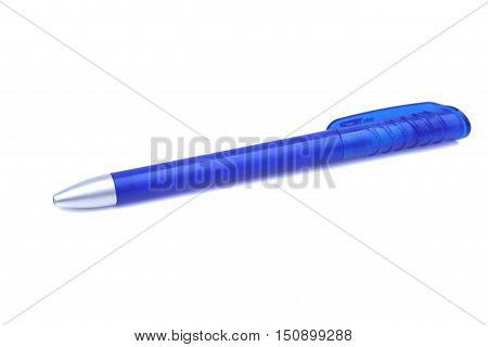 Blue Ballpoint Pen Isolated On White background