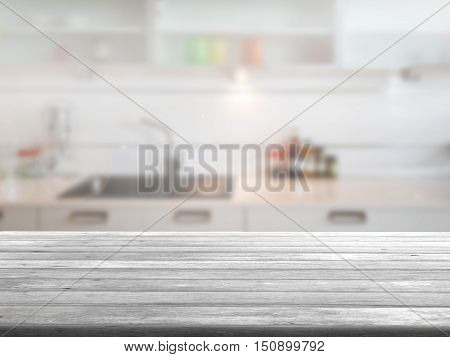 closeup top wood table with Blur Background