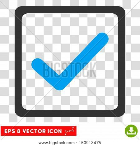 Vector Checkbox EPS vector pictogram. Illustration style is flat iconic bicolor blue and gray symbol on a transparent background.