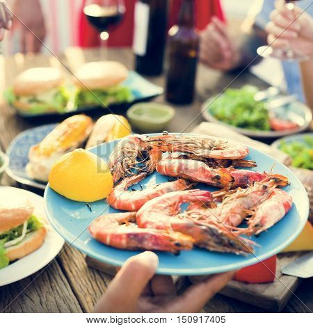 Prawn Plate Dining Outside Concept