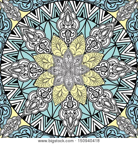Abstact flower seamless pattern Floral orienal geometric line texture Stylish abstract ornamental background