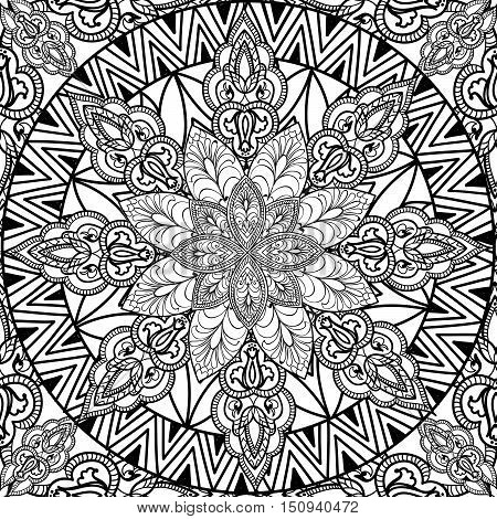 Abstact flower seamless pattern Floral orienal geometric line texture Stylish abstract ornamental background