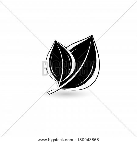 Isolated black leaf. Element for design. Vector illustration.