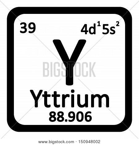 Periodic table element yttrium icon on white background. Vector illustration.
