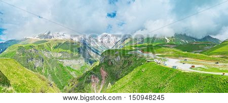 Gudauri is famous as the ski resort and also here is one of the best viewpoints on Greater Caucasus peaks - Cross Pass Georgia.