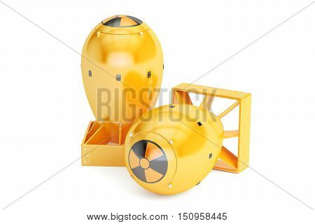 Nuclear atomic bombs 3D rendering isolated on white background