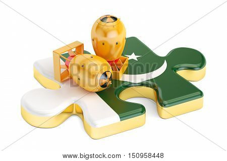 Pakistani nuclear atomic weapon concept 3D rendering isolated on white background