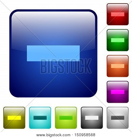 Set of remove color glass rounded square buttons