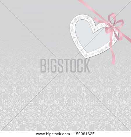 Valentine's Day Abstract Background With Cut Paper Heart. Can Be Used As Greeting Card Or Wedding  I