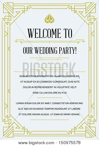 Gatsby Style Invitation In Art Deco Or Nouveau Epoch 1920's Gangster Era Vector