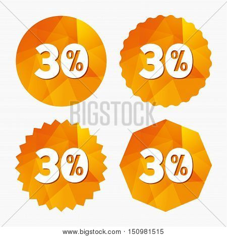 30 percent discount sign icon. Sale symbol. Special offer label. Triangular low poly buttons with flat icon. Vector