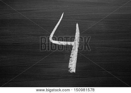 number four enumeration written with a chalk on the blackboard