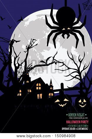 Best Halloween night party invitation vector background
