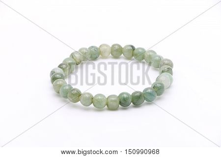 Green Bead Bracelets Isolated on White Background