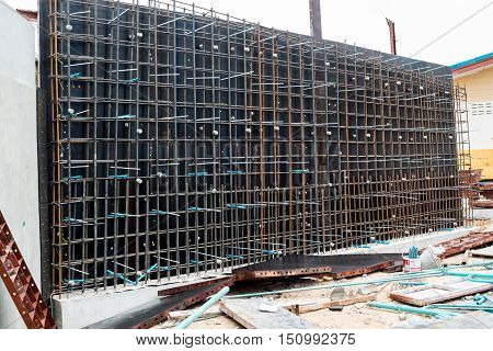 Screw thread steel bar framework, in the construction site