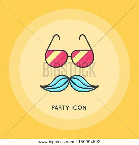 Glasses And Mustache Thin Line