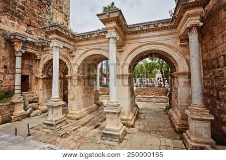 View Of Hadrian's Gate In Old City Of Antalya