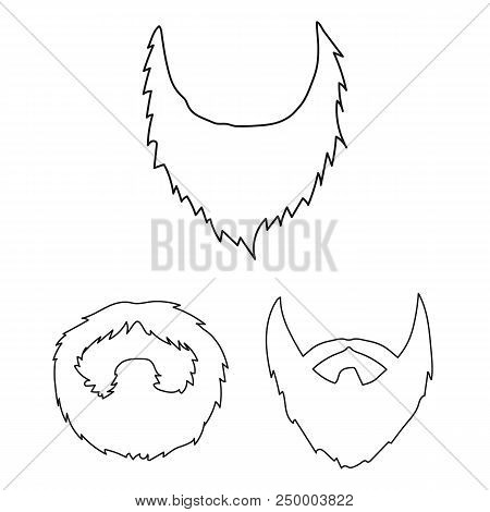 Mustache And Beard, Hairstyles Outline Icons In Set Collection For Design. Stylish Haircut Vector Sy