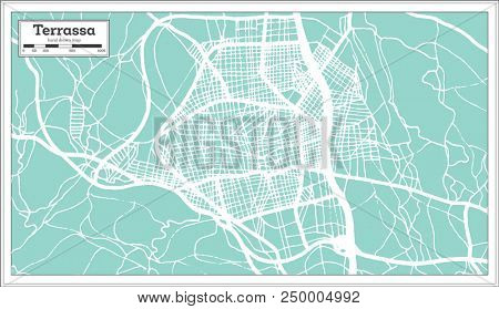 Terrassa Spain City Map in Retro Style. Outline Map.