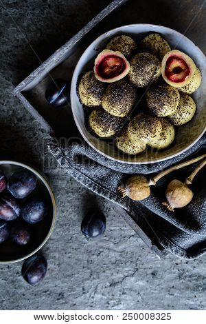 Sweet Plum Dumplings With Poppy Seeds