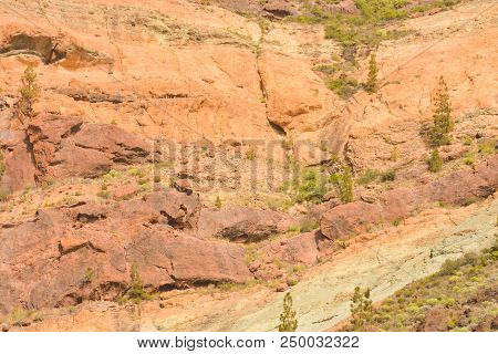 Gran Canaria Volcanic Landscape Los Azulejos Colorful Rocks Effect Of Hydromagmatic Eruptions