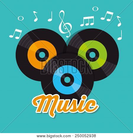 Vinyls Music Festival Label Vector Illustration Design