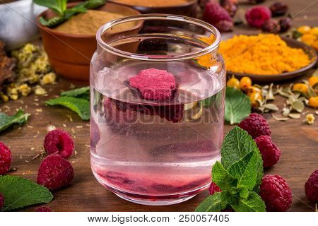 Raspberry Extract Stir In The Water Shot Close-up
