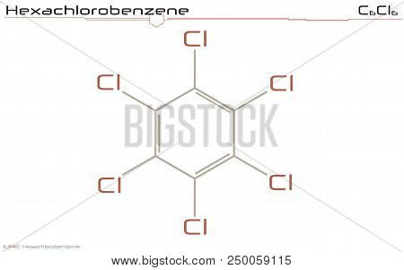 Large And Detailed Infographic Of The Molecule Of Hexachlorobenzene