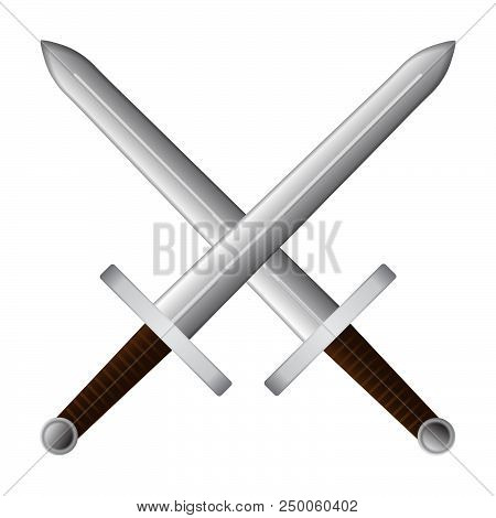 Crossed Swords Icon Isolated On White Background With Leather Handle. Vector Illustration.