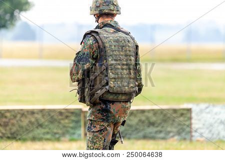 German Soldier With A Rifle On A Training Course