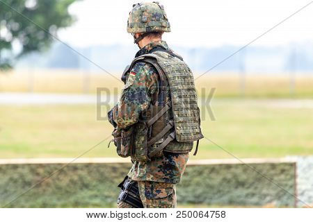 German Soldier With A Rifle On A Training Course