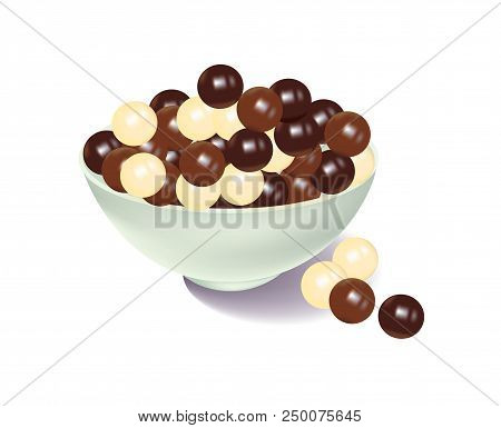 Tasy Chocolate Honeycomb Balls In A Bowl On White Background