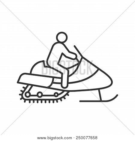 Man Driving Snowmobile Linear Icon. Thin Line Illustration. Motor Sled Driver. Contour Symbol. Vecto