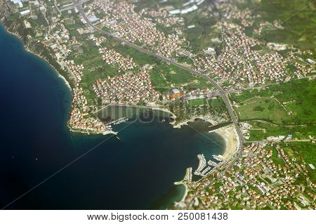Aerial View Of Stobrec Village In Croatia.