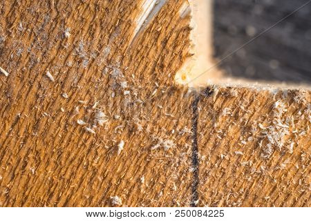 Two Boards Lie With Lines Of Marking For Construction