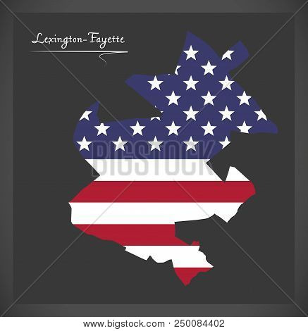 Lexington-fayette Kentucky Map With American National Flag Illustration
