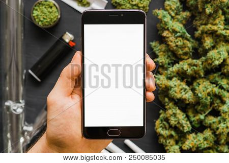 Grinder A Lot Ofx Marijuana, Fresh Buds Of Cannabis Many Weed. Copy Spase Copy-space