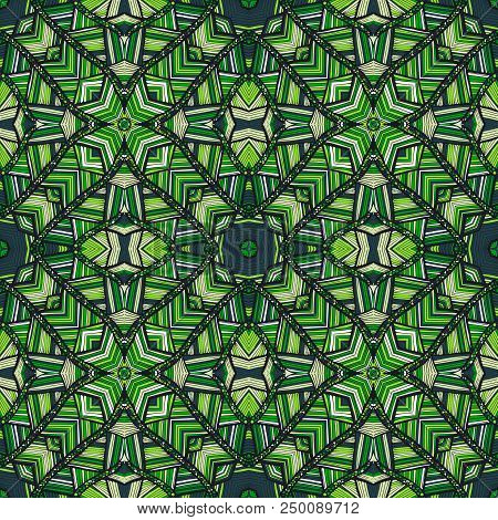 Vector Seamless Ethnic Pattern With Axial Symmetry. Can Be Used For Fabric, Textile, Packaging Paper
