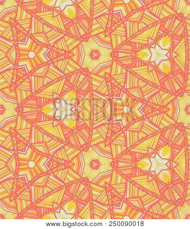 Vector Seamless Ethnic Pattern With Axial Symmetry. Can Be Used For Fabric, Textile, Packaging Paper