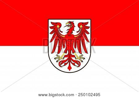 Flag Of Brandenburg Is State Of Germany. 3d Illustration