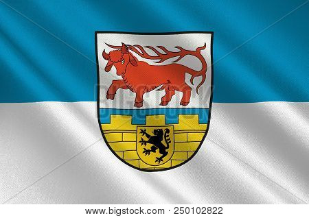 Flag Of Oberspreewald-lausitz Is A District In The Southern Part Of Brandenburg, Germany. 3d Illustr