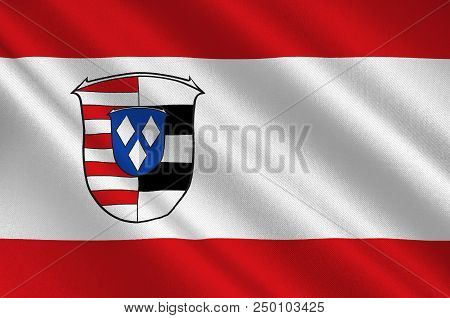 Flag Of Gross-gerau Is A District In The South Of Hesse, Germany. 3d Illustration