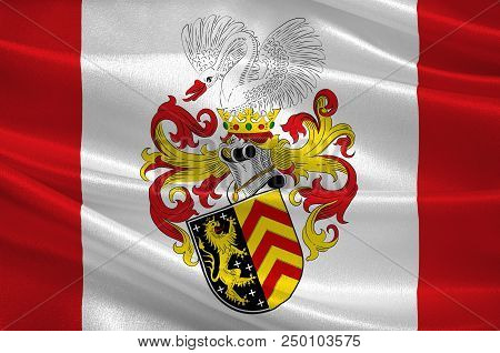 Flag Of Hanau Is A Town In The Main-kinzig-kreis, In Hesse, Germany. 3d Illustration