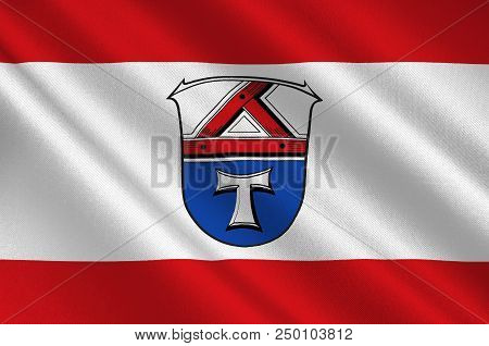 Flag Of Giessen Is A District In The Middle Of Hessen, Germany. 3d Illustration