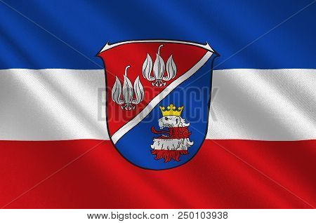 Flag Of Vogelsbergkreis Is A District In The Middle Of Hesse, Germany. 3d Illustration