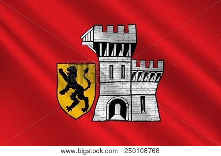 Flag Of Grevenbroich Is A Town In The Rhein-kreis Neuss, In North Rhine-westphalia, Germany. 3d Illu