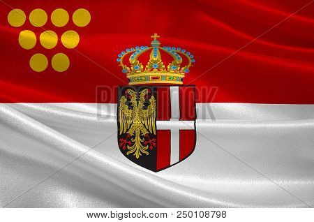 Flag Of Neuss Is A City In North Rhine-westphalia, Germany. 3d Illustration