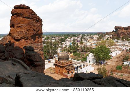 View Of Badami Town From Cave 4, Badami, Karnataka, India